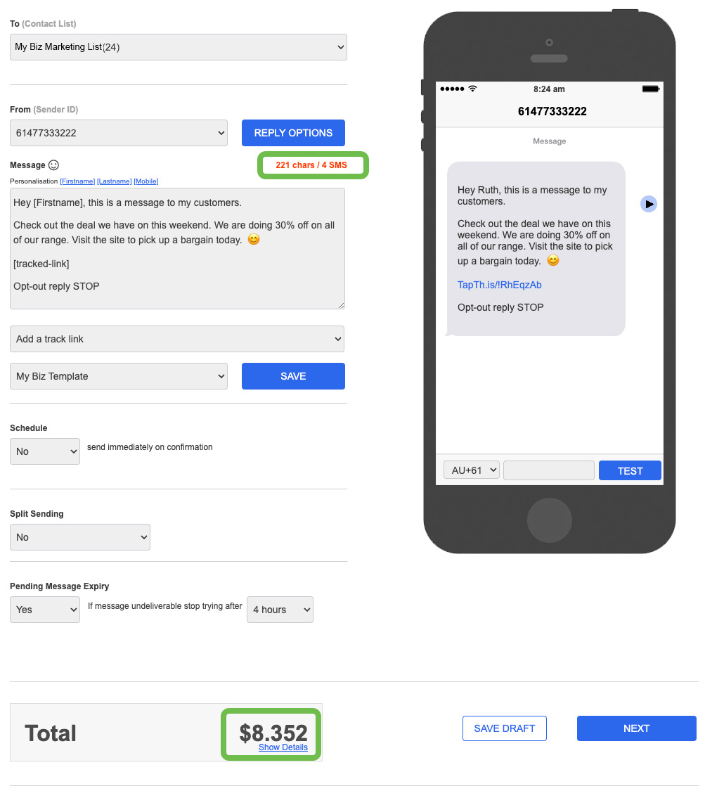 Messaging UTF8 Cost