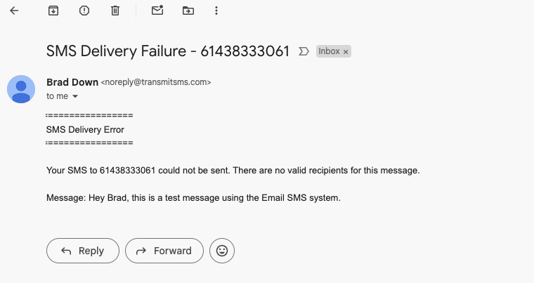 Email SMS Notification Failure